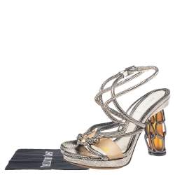 Pre Owned Fendi Metallic Leather Rope Strappy Sandals Size 37