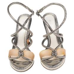 Pre Owned Fendi Metallic Leather Rope Strappy Sandals Size 37