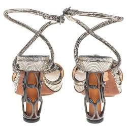 Pre Owned Fendi Metallic Leather Rope Strappy Sandals Size 37