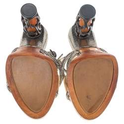 Pre Owned Fendi Metallic Leather Rope Strappy Sandals Size 37