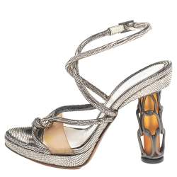 Pre Owned Fendi Metallic Leather Rope Strappy Sandals Size 37