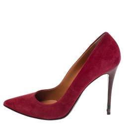 Pre Owned Fendi Red Suede Pointed Toe Pumps Size 40