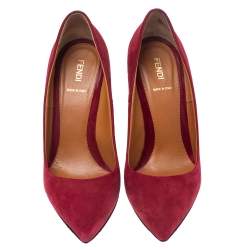 Pre Owned Fendi Red Suede Pointed Toe Pumps Size 40