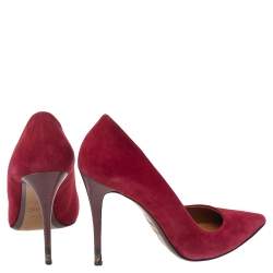 Pre Owned Fendi Red Suede Pointed Toe Pumps Size 40