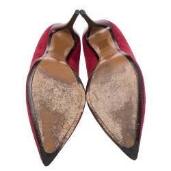 Pre Owned Fendi Red Suede Pointed Toe Pumps Size 40