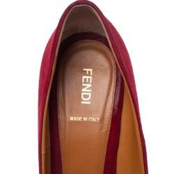 Pre Owned Fendi Red Suede Pointed Toe Pumps Size 40