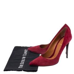 Pre Owned Fendi Red Suede Pointed Toe Pumps Size 40