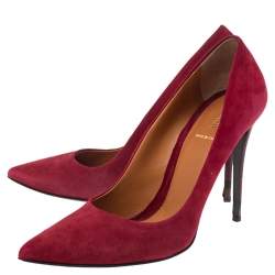 Pre Owned Fendi Red Suede Pointed Toe Pumps Size 40