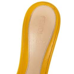 Fendi Yellow/Brown Leather and Zucca Canvas Slide Sandals Size 38