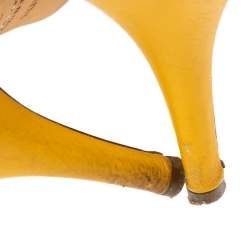 Fendi Yellow/Brown Leather and Zucca Canvas Slide Sandals Size 38
