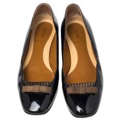 Fendi Black Patent Leather Ballet Flats  Size 39