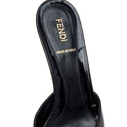 Fendi Black Patent Leather Slide Sandals Size 38.5