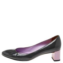 Fendi Grey/Purple Patent Leather Block Heel Pumps Size 37
