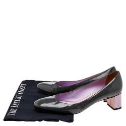 Fendi Grey/Purple Patent Leather Block Heel Pumps Size 37