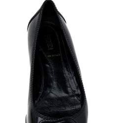 Pre Owned Fendi Black Patent Leather Buckle Flats Size 37