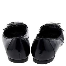 Pre Owned Fendi Black Patent Leather Buckle Flats Size 37