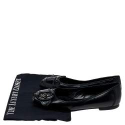 Pre Owned Fendi Black Patent Leather Buckle Flats Size 37