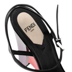 مملوكة مسبقًا Fendi Black Leather Crystal Embellished Ankle Strap Sandals Size 37
