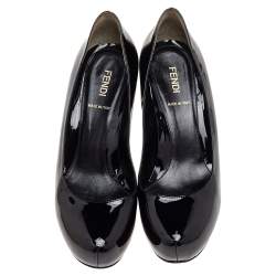 Pre Owned Fendi Black Patent Leather Platform Pumps Size 36