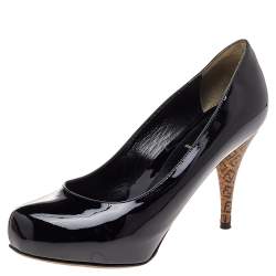 Pre Owned Fendi Black Patent Leather Platform Pumps Size 36