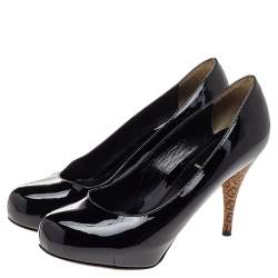 Pre Owned Fendi Black Patent Leather Platform Pumps Size 36
