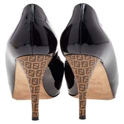 Pre Owned Fendi Black Patent Leather Platform Pumps Size 36