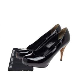 Pre Owned Fendi Black Patent Leather Platform Pumps Size 36