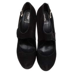 Fendi Black Suede Platform Ankle Strap Pumps Size 39.5