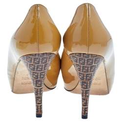 Fendi Beige Patent Leather Platform Pumps Size 36
