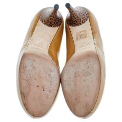 Fendi Beige Patent Leather Platform Pumps Size 36