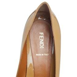 Fendi Beige Patent Leather Platform Pumps Size 36