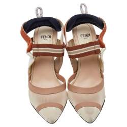 Pre Owned Fendi Multicolor Leather And Mesh Colibri Slingback Sandals Size 37.5 
