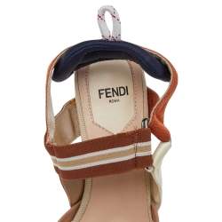 Pre Owned Fendi Multicolor Leather And Mesh Colibri Slingback Sandals Size 37.5 