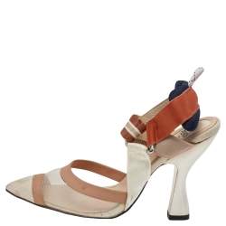 Pre Owned Fendi Multicolor Leather And Mesh Colibri Slingback Sandals Size 37.5 