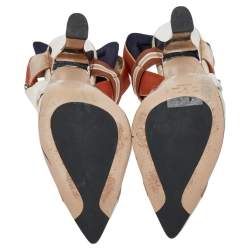 Pre Owned Fendi Multicolor Leather And Mesh Colibri Slingback Sandals Size 37.5 