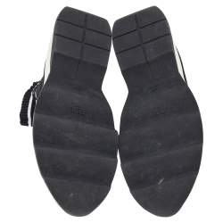 Pre Owned Fendi Black/Zucca Knit Fabric And Synthetic Leather Sock High Top Sneakers Size 39