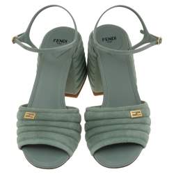 Fendi Light Blue Suede And Jelly Promenade Sandals Size 39