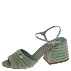 Fendi Light Blue Suede And Jelly Promenade Sandals Size 39