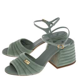 Fendi Light Blue Suede And Jelly Promenade Sandals Size 39