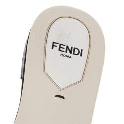 مملوكة مسبقًا صندل سلايد فندي تريكو سترتش متعدد الألوان بفيونكة مقاس 36.5