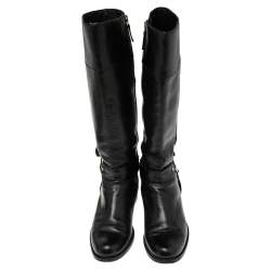Fendi Black Leather Knee High Boots Size 39