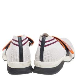 Fendi White Knit Fabric Rockoko  Sneakers Size 37