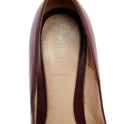Pre Owned Fendi Burgundy Leather Fendista Platform Pumps Size 37.5