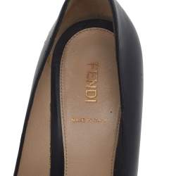 Pre Owned Fendi Black Leather FF Buckle Pumps Size 37.5 