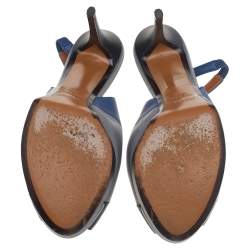 مملوكة مسبقًا صندل فندي باتشوورك جلد متعدد الألوان بمقدمة مفتوحة وحزام كاحل مقاس 38.5