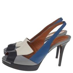 مملوكة مسبقًا صندل فندي باتشوورك جلد متعدد الألوان بمقدمة مفتوحة وحزام كاحل مقاس 38.5