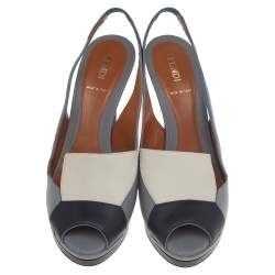 مملوكة مسبقًا صندل فندي باتشوورك جلد متعدد الألوان بمقدمة مفتوحة وحزام كاحل مقاس 38.5