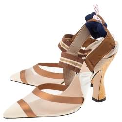 Pre Owned صندل فندي مقدمة مدببة سير خفي كوليبري قماش وشبك متعدد الألوان مقاس 38