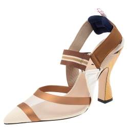 Pre Owned صندل فندي مقدمة مدببة سير خفي كوليبري قماش وشبك متعدد الألوان مقاس 38