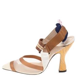 Pre Owned صندل فندي مقدمة مدببة سير خفي كوليبري قماش وشبك متعدد الألوان مقاس 38